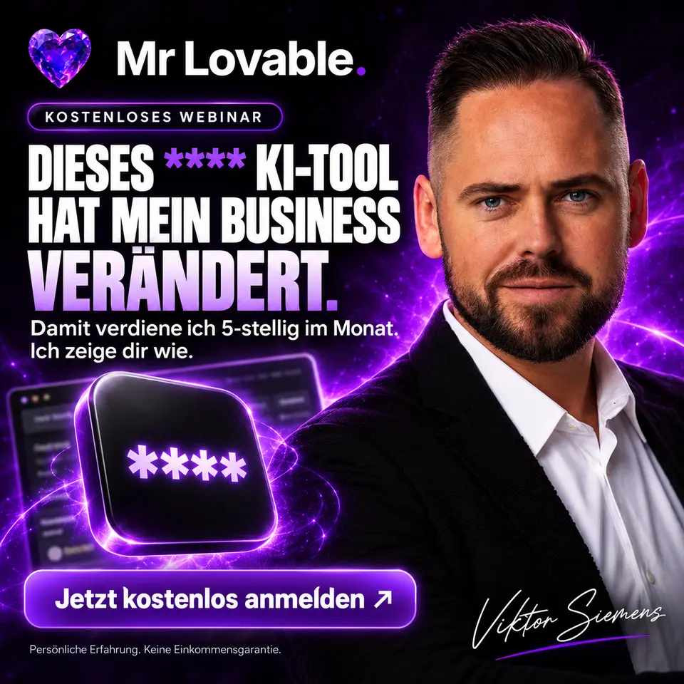 Beispiel aus der Mr-Lovable-Kampagne mit Viktor Siemens und zensiertem KI-Tool